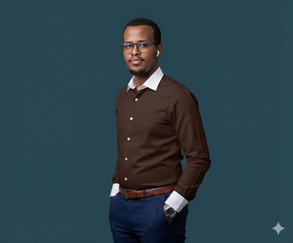 Men’s Slim Fit Contrast-Collar Shirt – Red or Brown (Bellus Vestis)